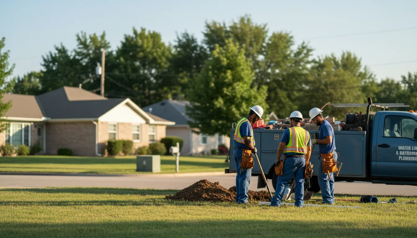 Residential water line and bathroom plumbing service in Midland, AR